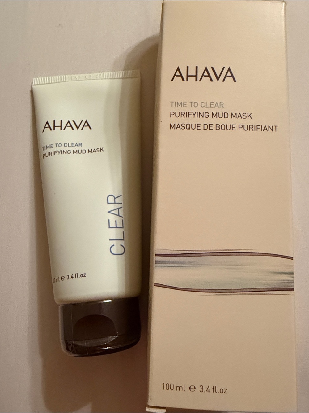 New AHAVA Time to Clear Skin Purifying Mud Mask 3.4 Oz sealed in box exp 3/2027